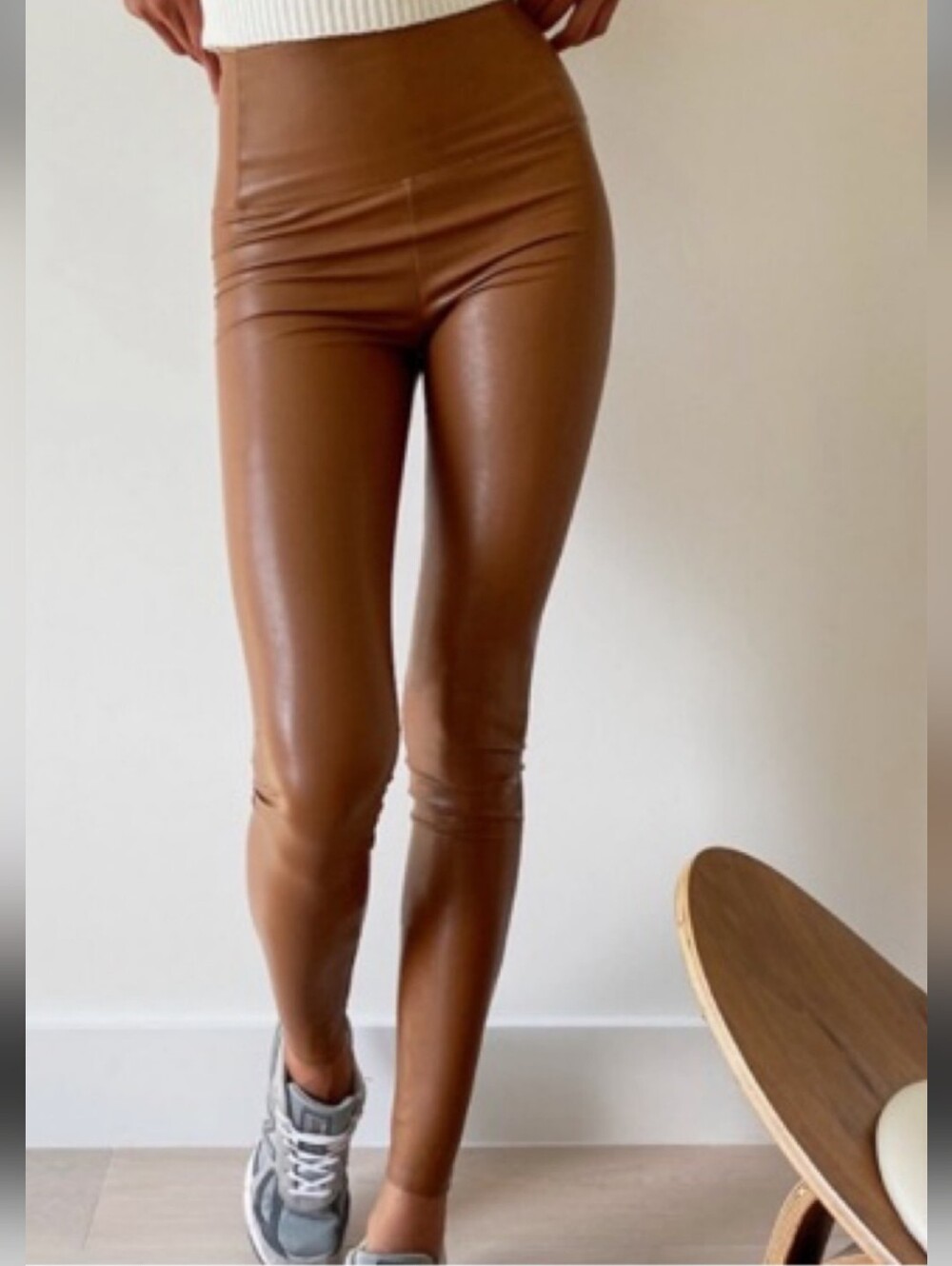 A New Day Caramel Brown Faux Leather Leggings, XS